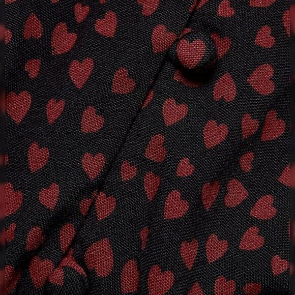 Rails Jasmine Enamoured dress Smocked Waist Black Red Hearts  size S - Picture 4 of 10